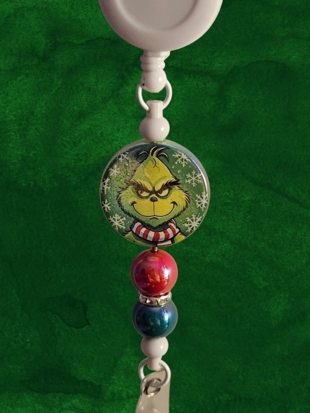 Holiday Green Grinch Badge Reel